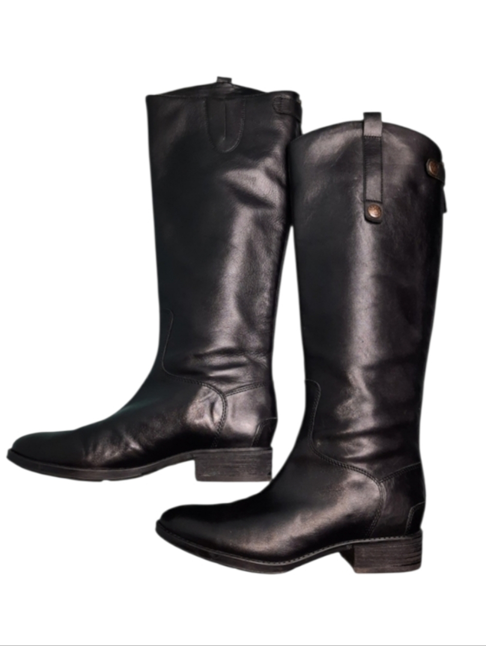Sam Edelman Penny Black Leather Tall Riding Boots SZ 7M